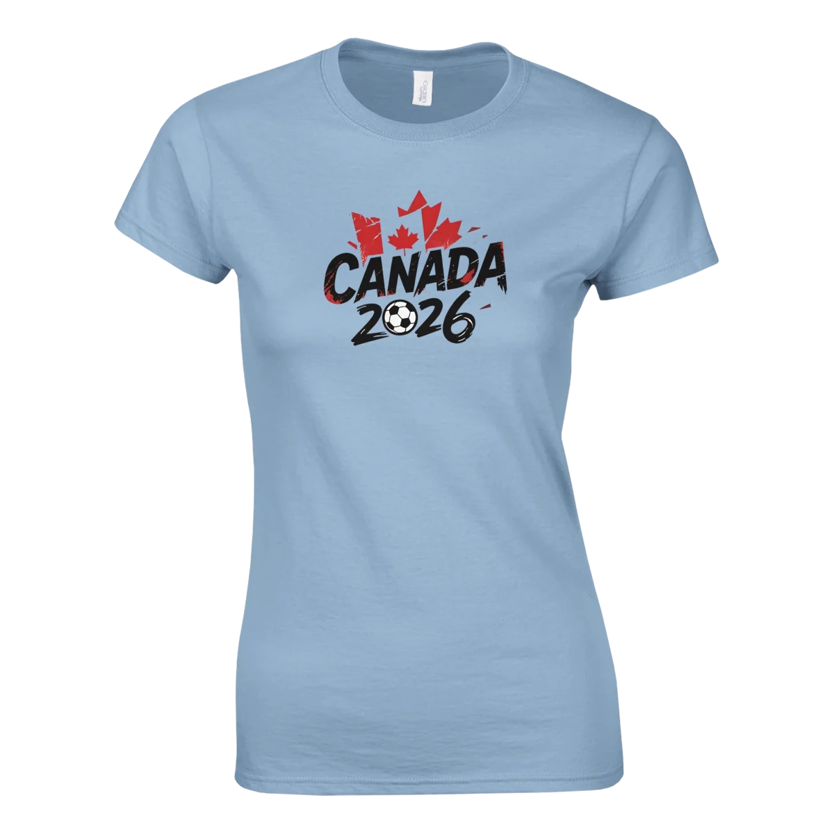 T-shirt Canada 2026 - Design Grunge Coupe du Monde Football | Maillot Supporters Sélection Nationale Femme en 6 Couleurs Vives T-shirt- KAWAII FAVIE