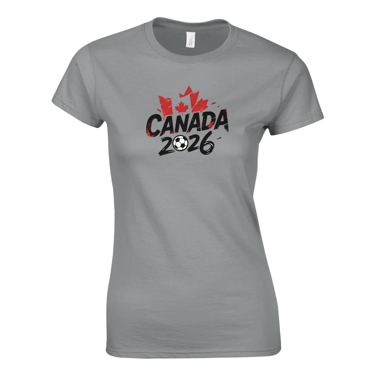 T-shirt Canada 2026 - Design Grunge Coupe du Monde Football | Maillot Supporters Sélection Nationale Femme en 6 Couleurs Vives T-shirt- KAWAII FAVIE