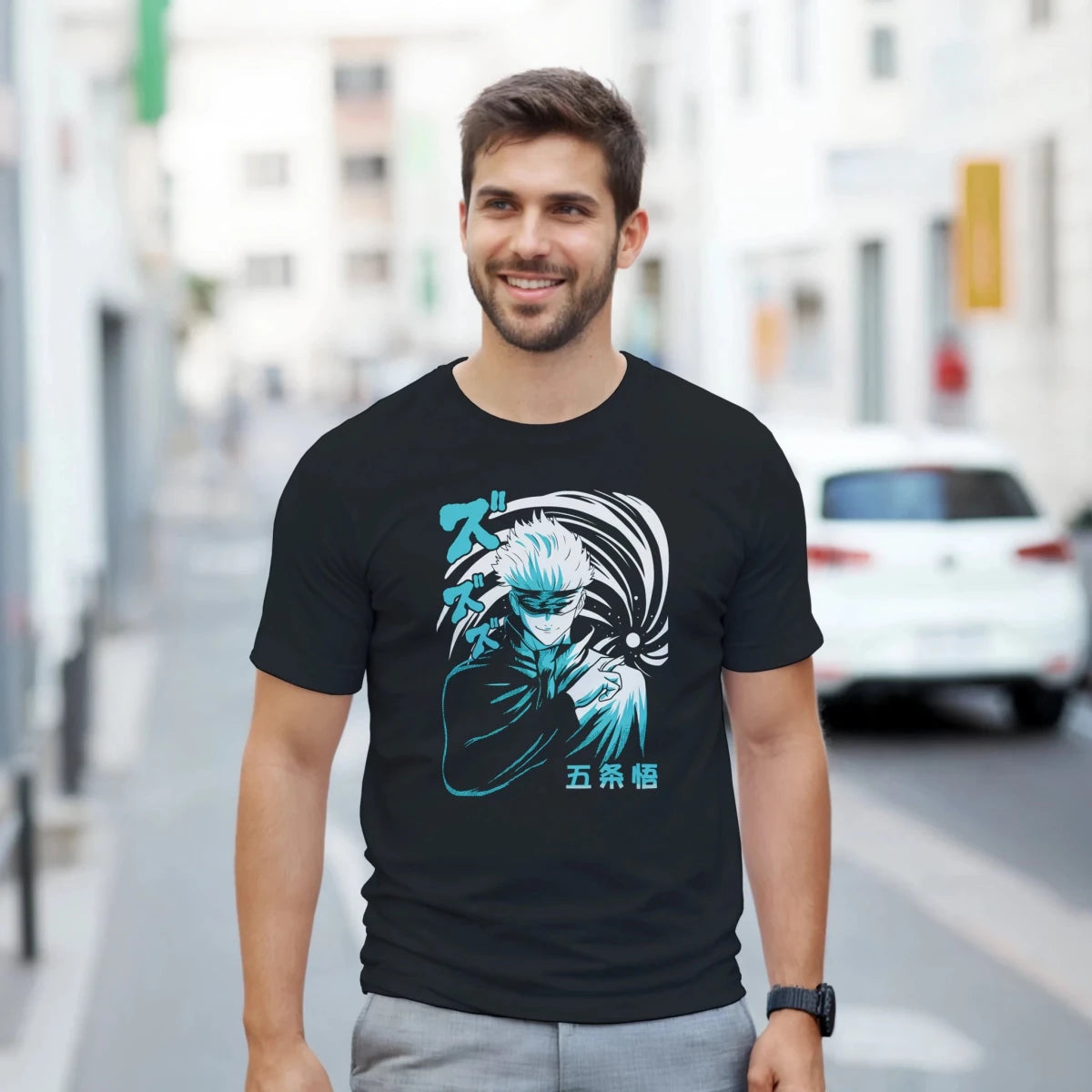 T-shirt « Combat Tactique » Gojo Satoru - Jujutsu Kaisen | Design Spirale Dynamique & Kanji Japonais T-shirt - KAWAII FAVIE