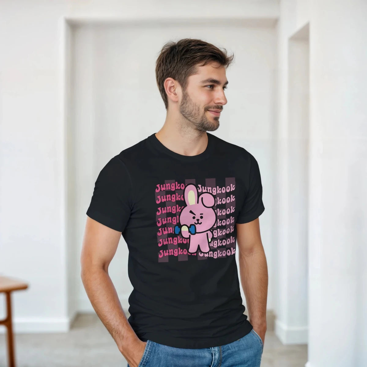 T-shirt Cooky BTS x Jungkook - Checkered K - Pop Fashion Tee for ARMY T-shirt - KAWAII FAVIE