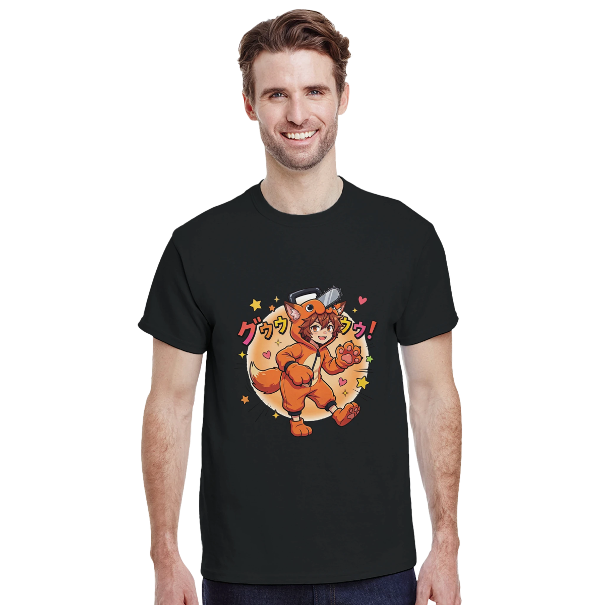 T-shirt Crewneck Unisexe Coton Lourd - Ruka en Pochita | Chainsaw Man T-shirt - KAWAII FAVIE
