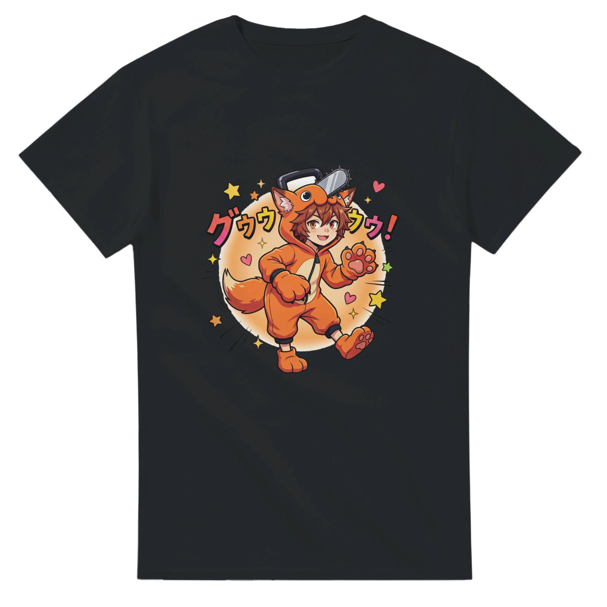 T-shirt Crewneck Unisexe Coton Lourd - Ruka en Pochita | Chainsaw Man T-shirt - KAWAII FAVIE