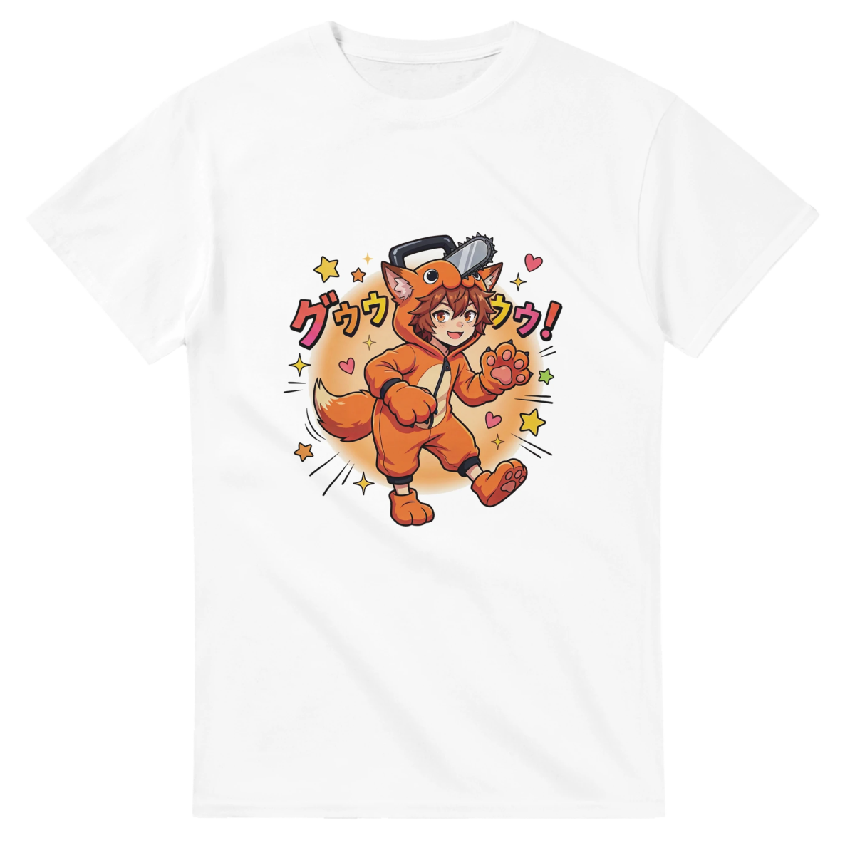 T-shirt Crewneck Unisexe Coton Lourd - Ruka en Pochita | Chainsaw Man T-shirt - KAWAII FAVIE