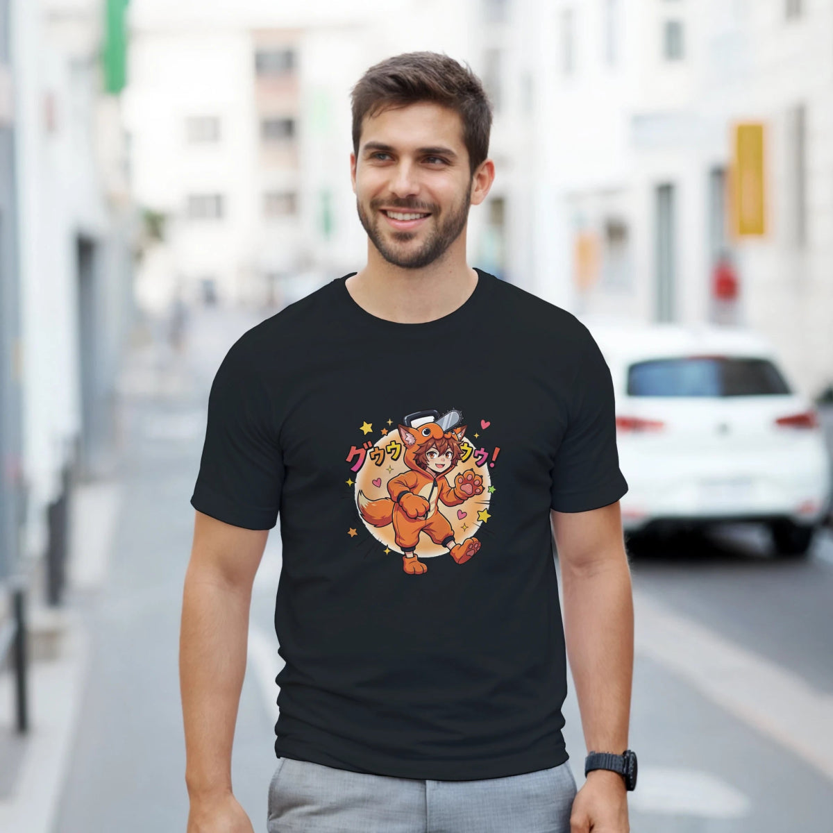 T-shirt Crewneck Unisexe Coton Lourd - Ruka en Pochita | Chainsaw Man T-shirt - KAWAII FAVIE