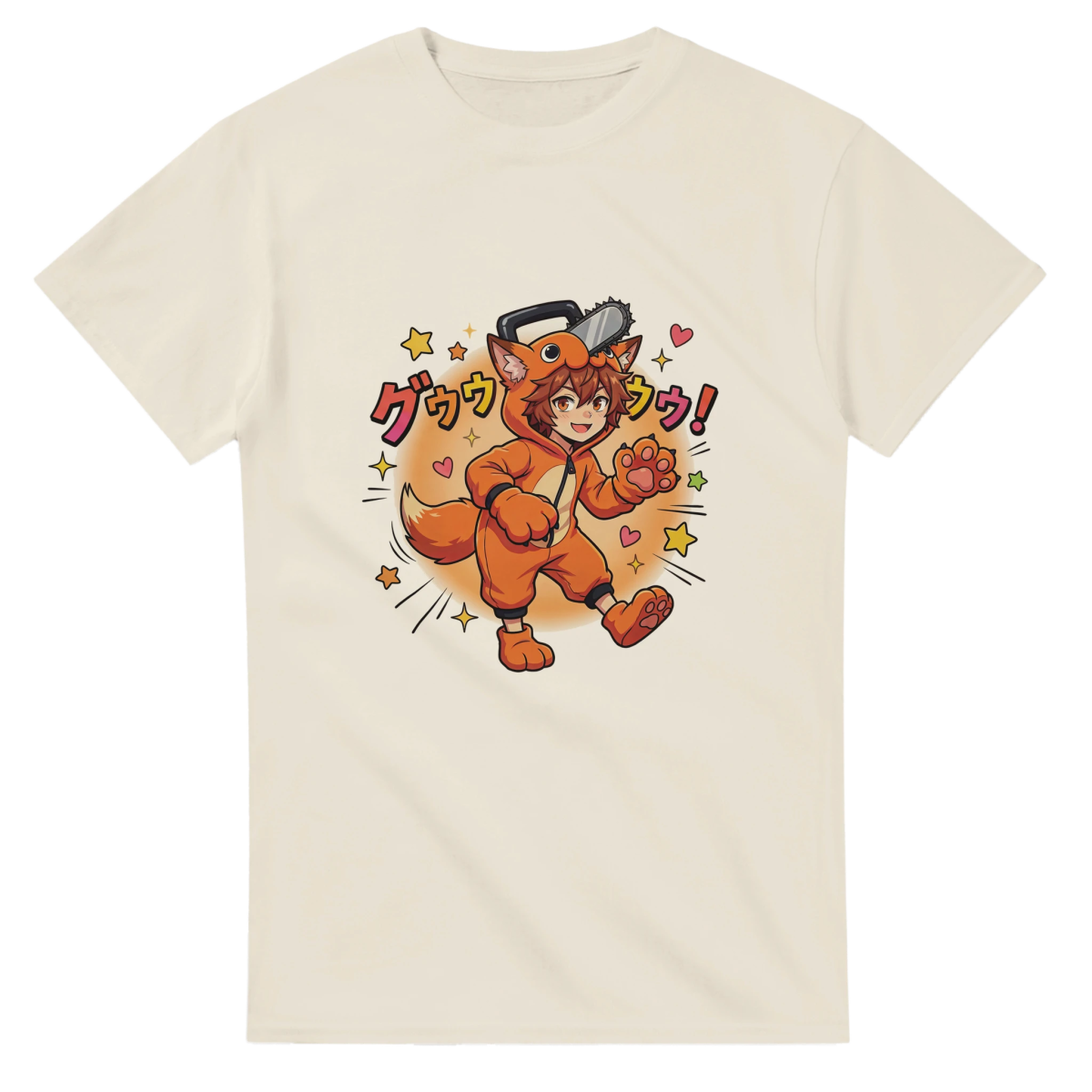 T-shirt Crewneck Unisexe Coton Lourd - Ruka en Pochita | Chainsaw Man T-shirt - KAWAII FAVIE