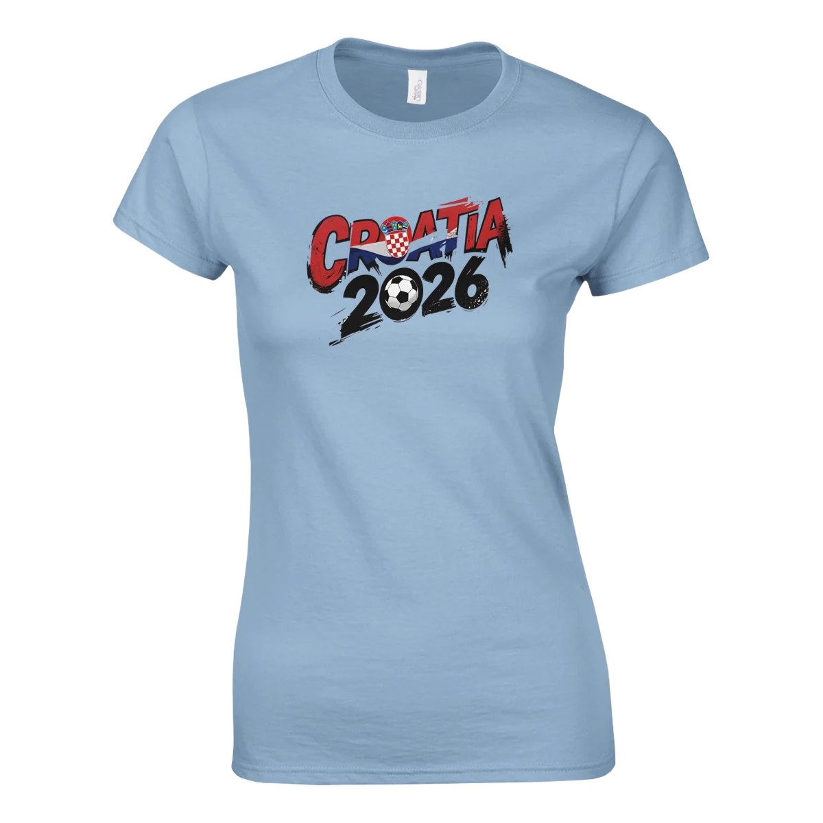 T-shirt Croatie 2026 - Design Coupe du Monde Football | Maillot Supporters Sélection Nationale Femme - Style Grunge & Urbain T-shirt- KAWAII FAVIE