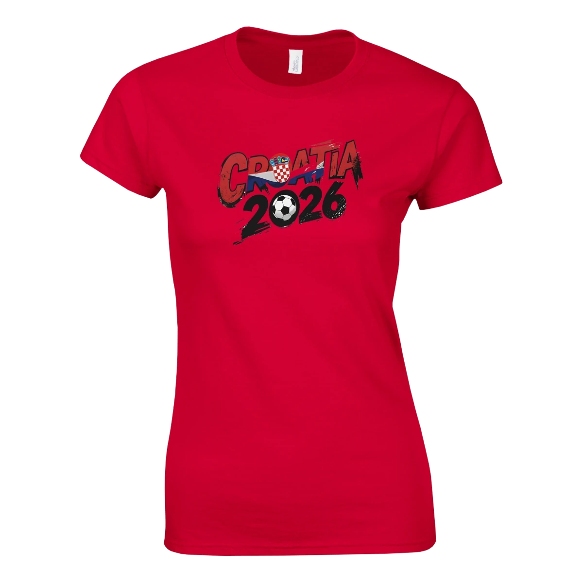 T-shirt Croatie 2026 - Design Coupe du Monde Football | Maillot Supporters Sélection Nationale Femme - Style Grunge & Urbain T-shirt- KAWAII FAVIE