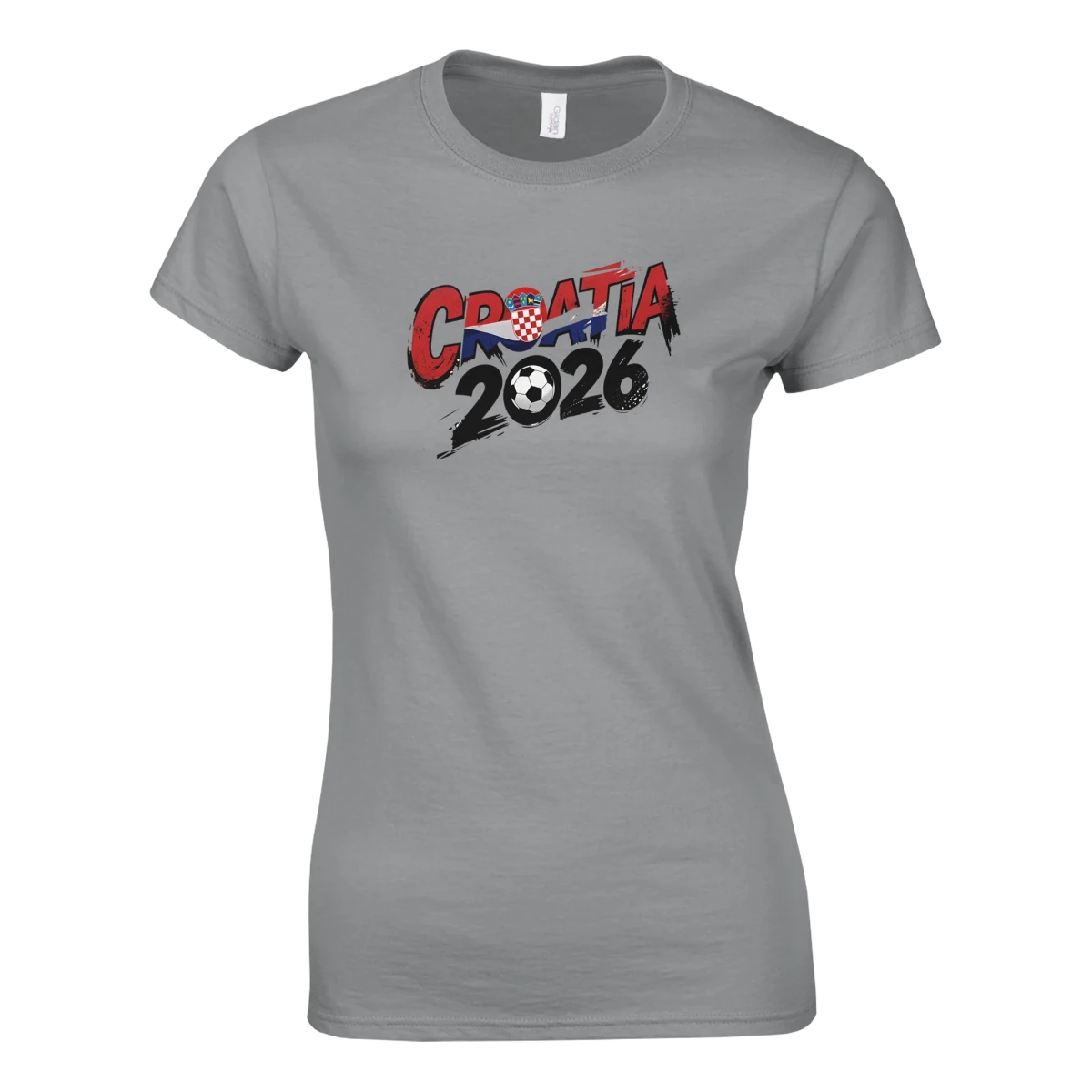 T-shirt Croatie 2026 - Design Coupe du Monde Football | Maillot Supporters Sélection Nationale Femme - Style Grunge & Urbain T-shirt- KAWAII FAVIE
