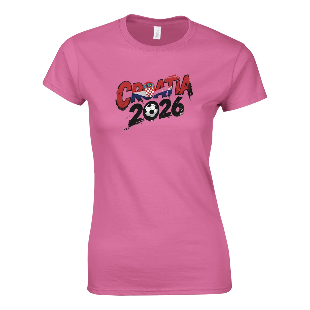 T-shirt Croatie 2026 - Design Coupe du Monde Football | Maillot Supporters Sélection Nationale Femme - Style Grunge & Urbain T-shirt- KAWAII FAVIE