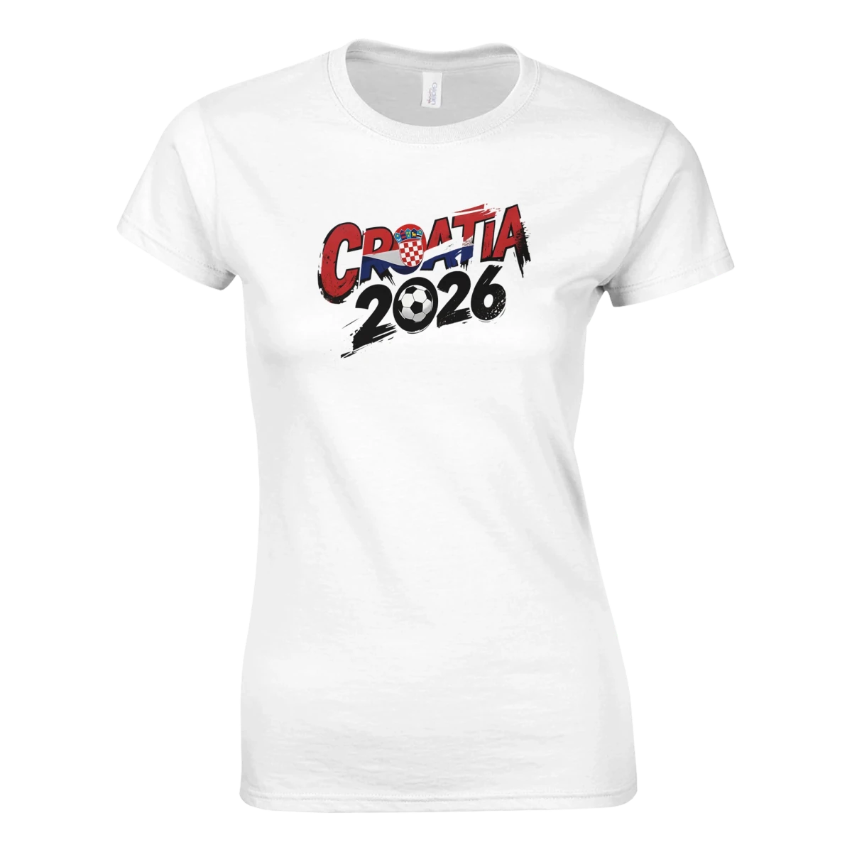 T-shirt Croatie 2026 - Design Coupe du Monde Football | Maillot Supporters Sélection Nationale Femme - Style Grunge & Urbain T-shirt- KAWAII FAVIE