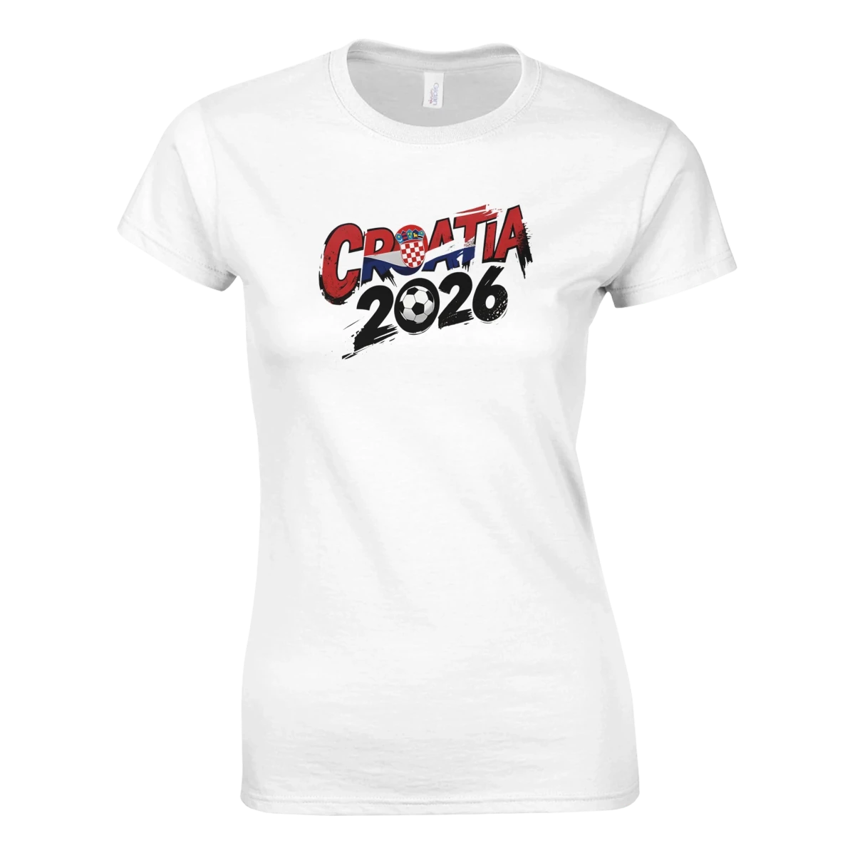 T-shirt Croatie 2026 - Design Coupe du Monde Football | Maillot Supporters Sélection Nationale Femme - Style Grunge & Urbain T-shirt- KAWAII FAVIE