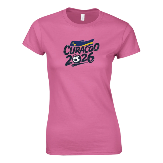 T-shirt Curaçao 2026 Grunge - Design Coupe du Monde Football | Maillot Supporters Sélection Nationale Femme T-shirt- KAWAII FAVIE