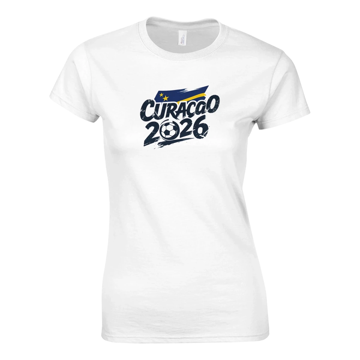 T-shirt Curaçao 2026 Grunge - Design Coupe du Monde Football | Maillot Supporters Sélection Nationale Femme T-shirt- KAWAII FAVIE
