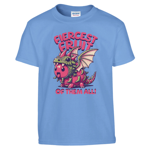 T-shirt Enfant à Col Rond | Dragon Mignon « Fiercest Fruit » - Couleurs Vives & Confort T-shirt - KAWAII FAVIE