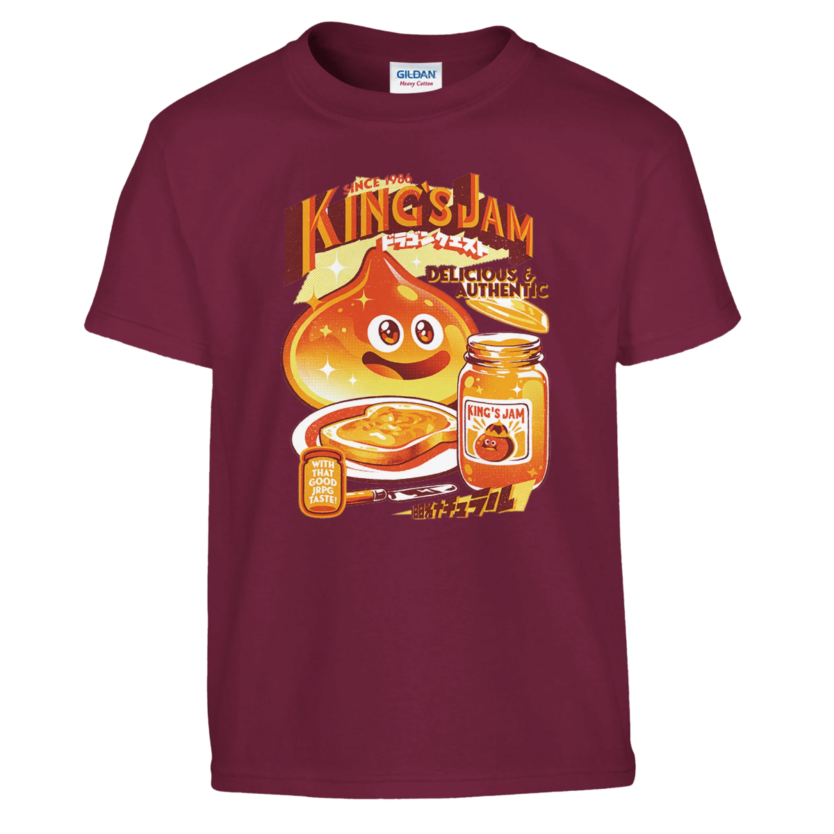 T-shirt Enfant à Col Rond | Dragon Quest - Écusson Brodé Slime (KingSlime) T-shirt - KAWAII FAVIE