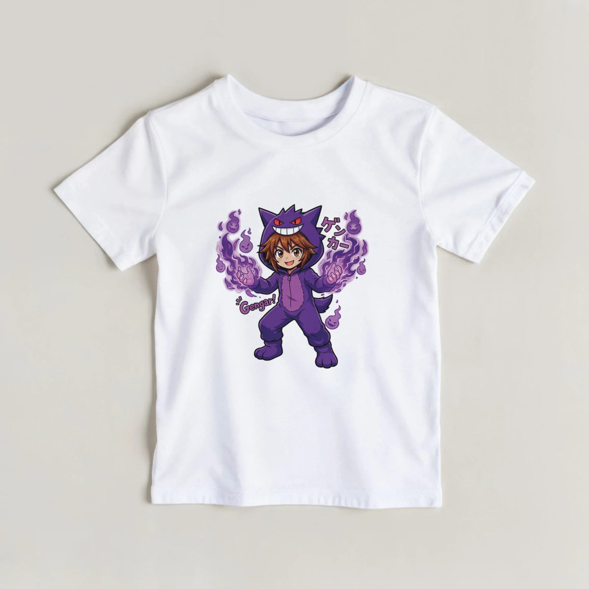 T-shirt Enfant à Col Rond - Ruka en Costume de Gengar | Pokémon T-shirt - KAWAII FAVIE