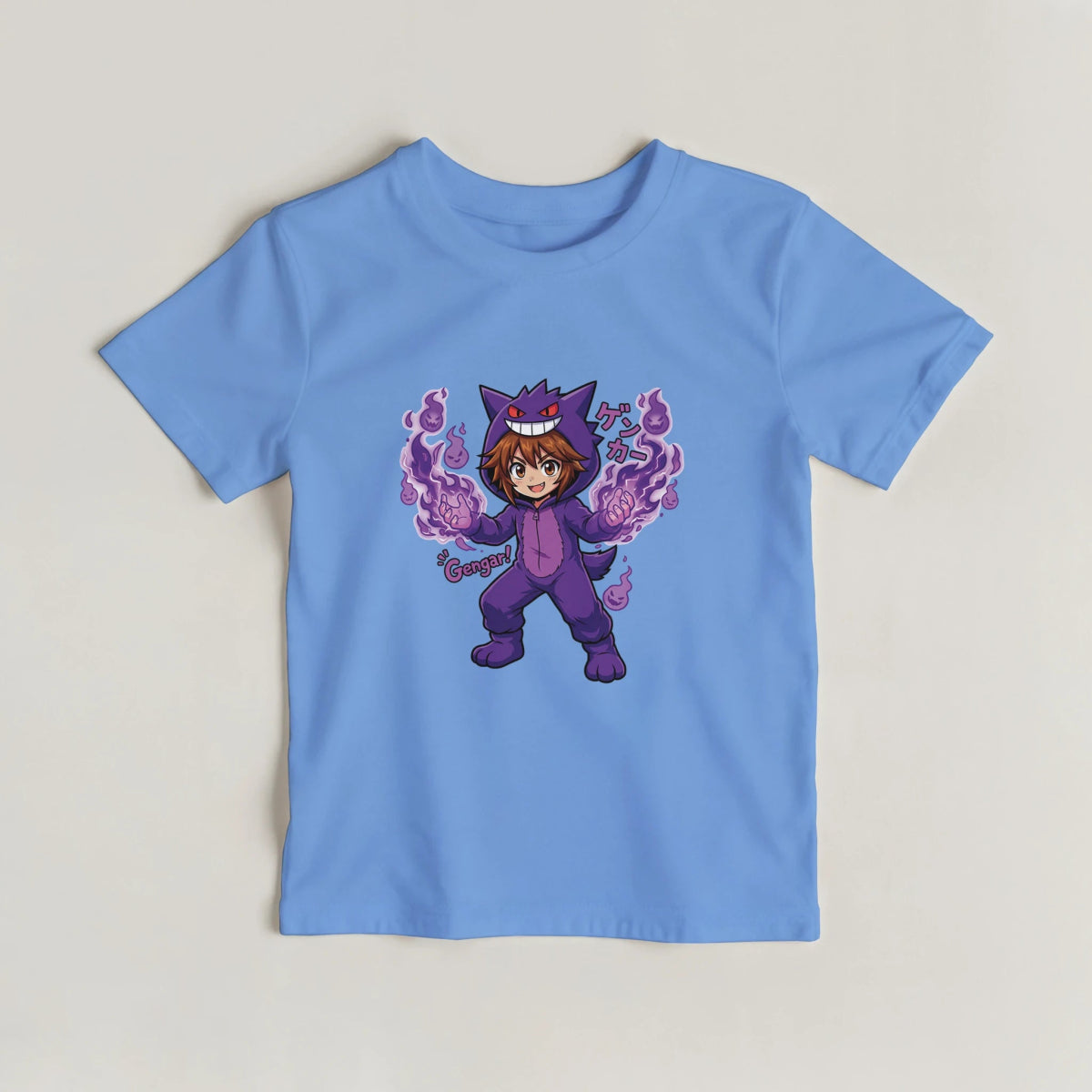 T-shirt Enfant à Col Rond - Ruka en Costume de Gengar | Pokémon T-shirt - KAWAII FAVIE