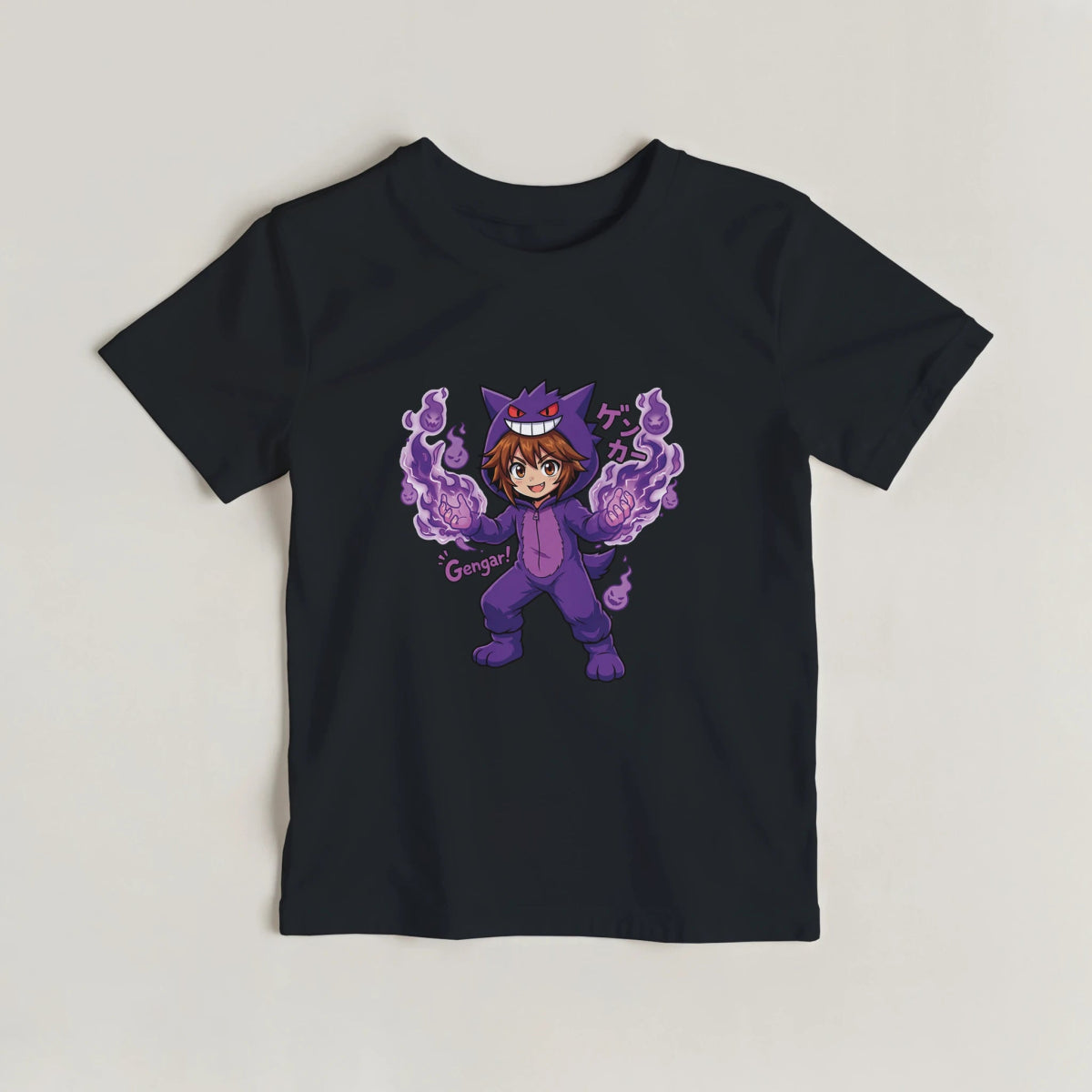 T-shirt Enfant à Col Rond - Ruka en Costume de Gengar | Pokémon T-shirt - KAWAII FAVIE