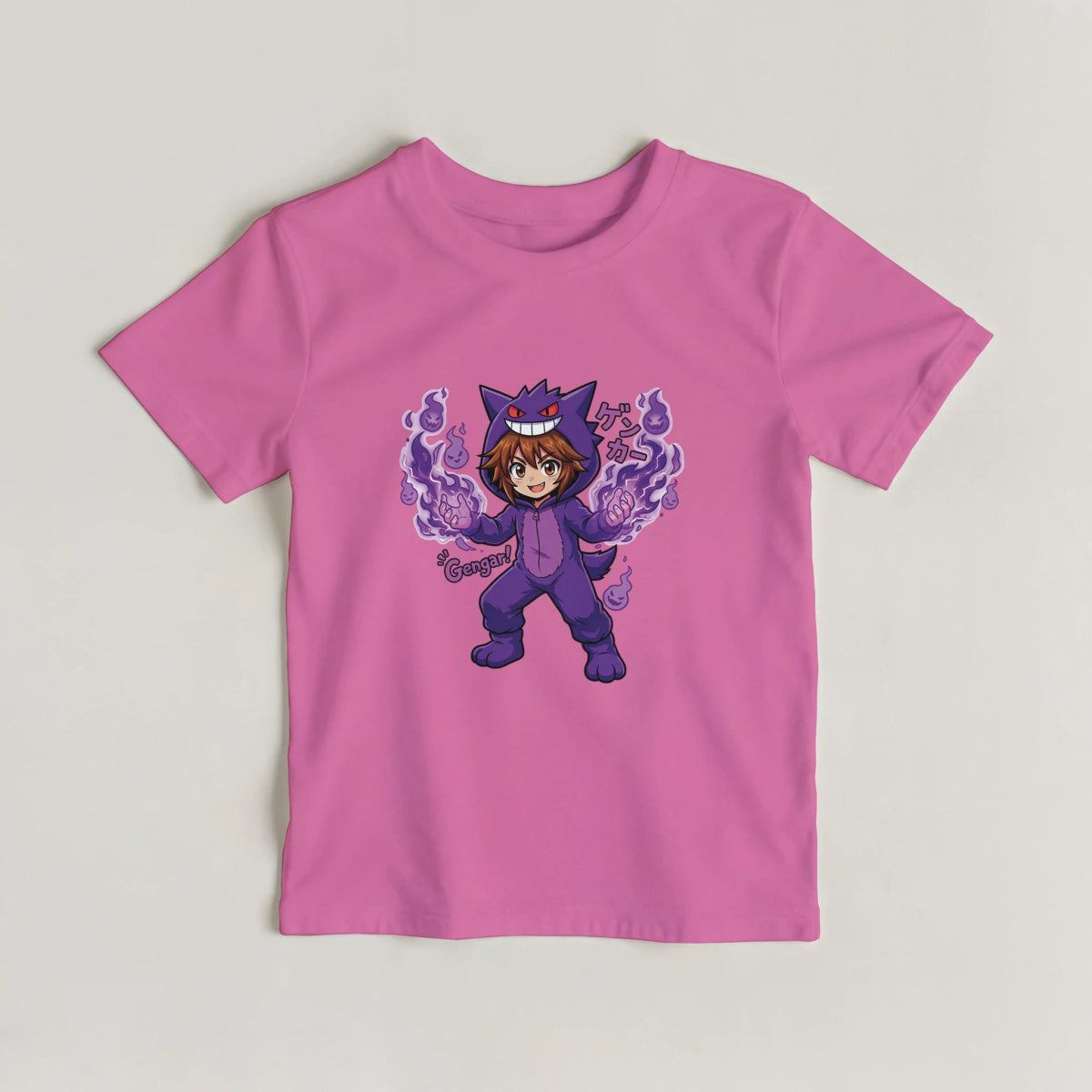 T-shirt Enfant à Col Rond - Ruka en Costume de Gengar | Pokémon T-shirt - KAWAII FAVIE