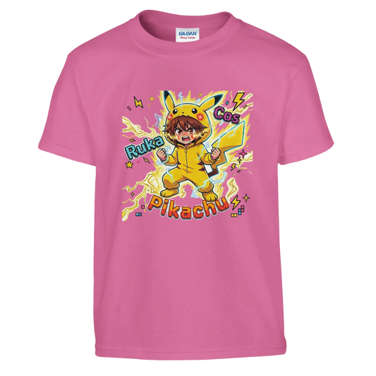 T-shirt enfant à col rond - Ruka en Pikachu Full Power | Pokémon T-shirt - KAWAII FAVIE