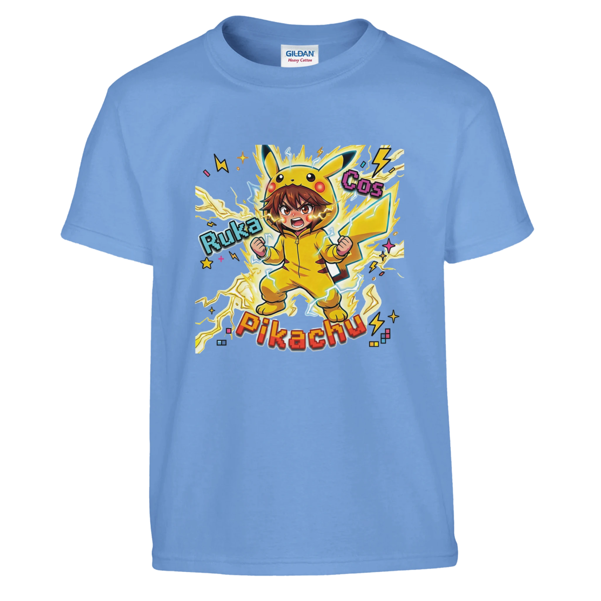 T-shirt enfant à col rond - Ruka en Pikachu Full Power | Pokémon T-shirt - KAWAII FAVIE