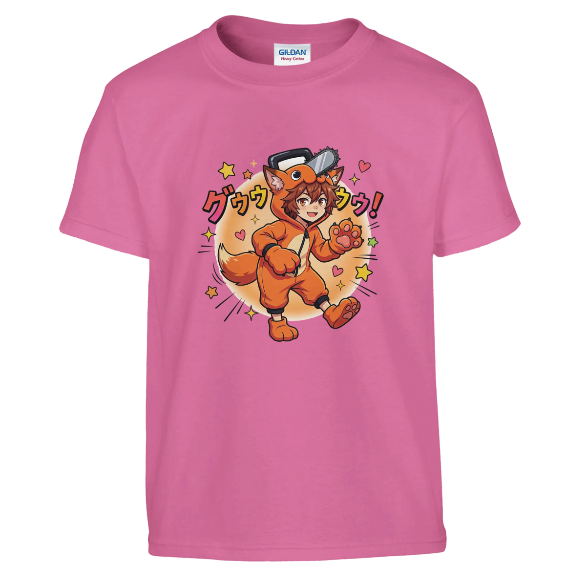 T-shirt Enfant à Col Rond - Ruka en Pochita | Chainsaw Man - Coton Doux T-shirt - KAWAII FAVIE