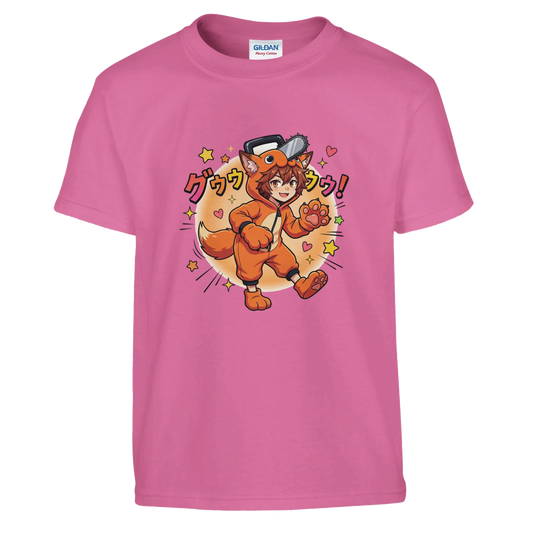 T-shirt Enfant à Col Rond - Ruka en Pochita | Chainsaw Man - Coton Doux T-shirt - KAWAII FAVIE