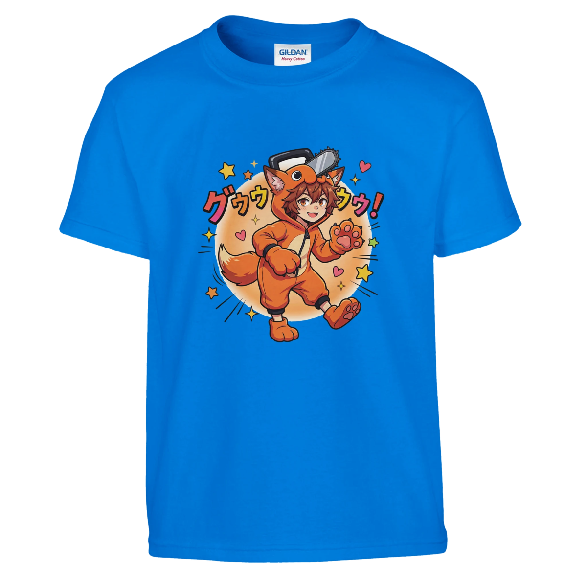 T-shirt Enfant à Col Rond - Ruka en Pochita | Chainsaw Man - Coton Doux T-shirt - KAWAII FAVIE