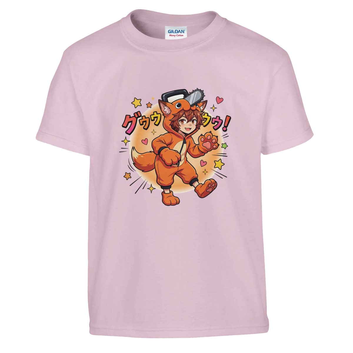 T-shirt Enfant à Col Rond - Ruka en Pochita | Chainsaw Man - Coton Doux T-shirt - KAWAII FAVIE