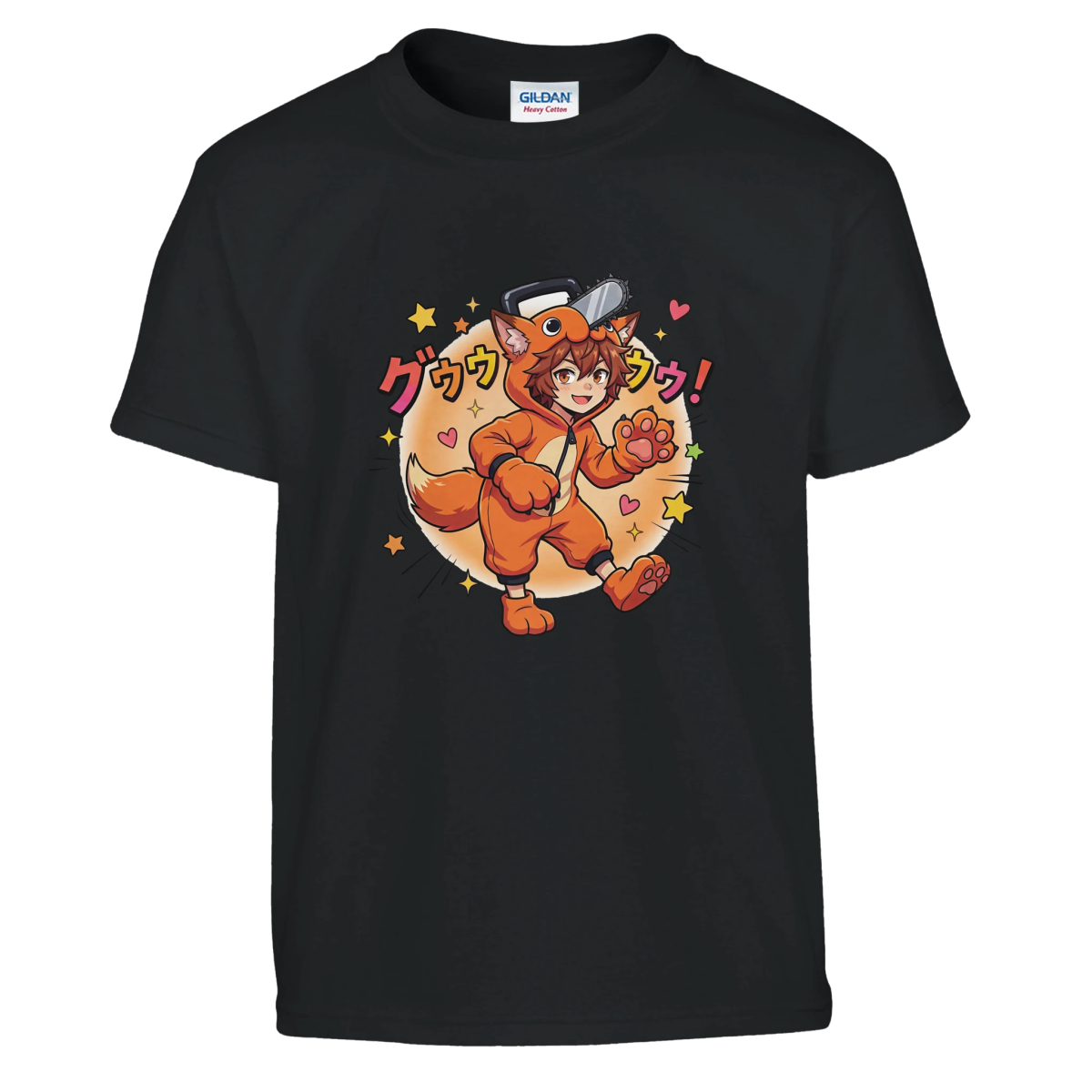 T-shirt Enfant à Col Rond - Ruka en Pochita | Chainsaw Man - Coton Doux T-shirt - KAWAII FAVIE