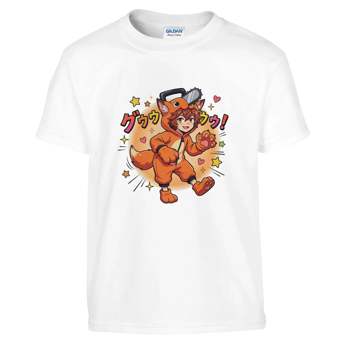 T-shirt Enfant à Col Rond - Ruka en Pochita | Chainsaw Man - Coton Doux T-shirt - KAWAII FAVIE
