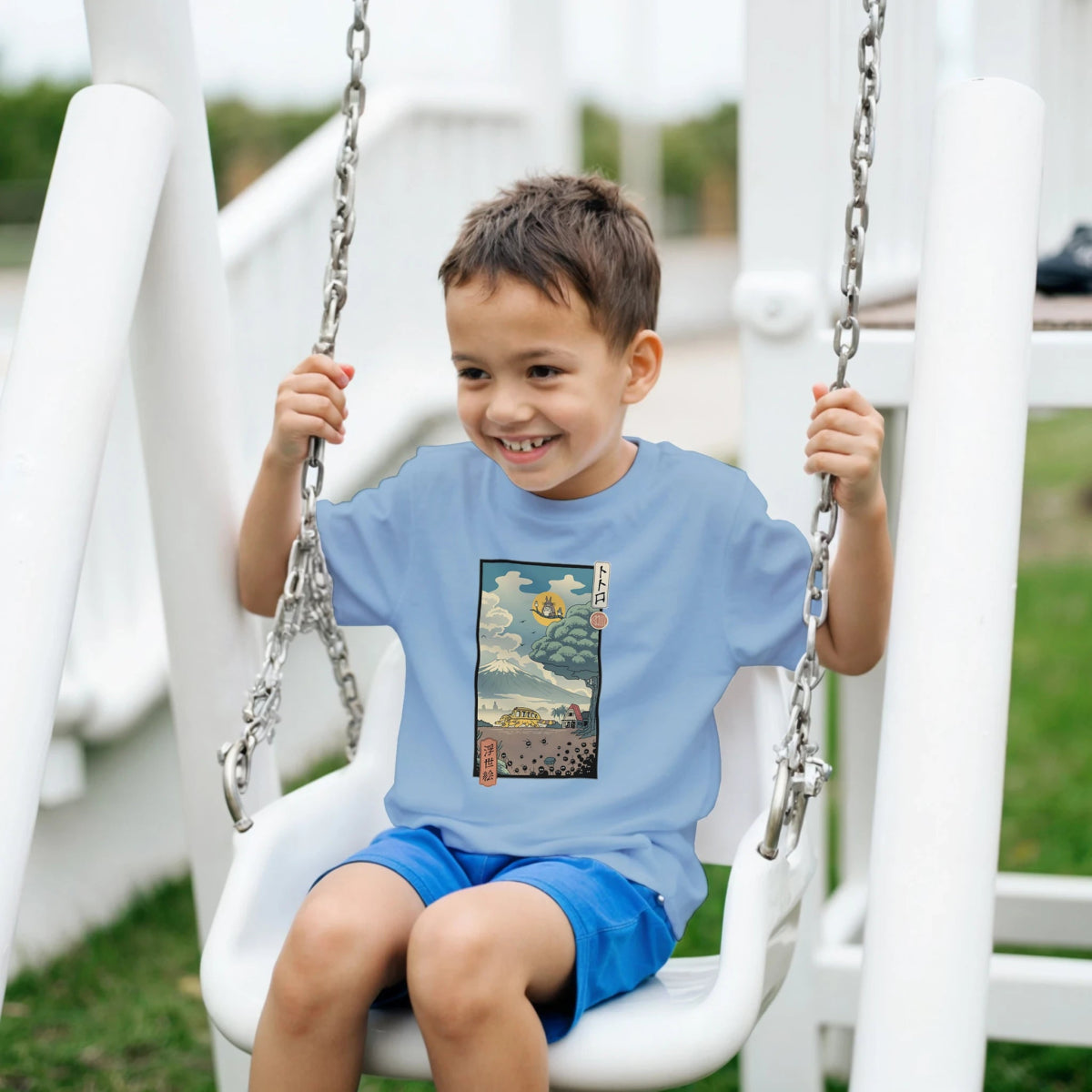 T-shirt Enfant à Col Rond | Totoro - Estampe Ukiyo - e Japonaise Exclusive T-shirt - KAWAII FAVIE