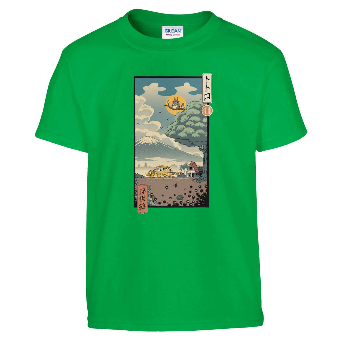 T-shirt Enfant à Col Rond | Totoro - Estampe Ukiyo - e Japonaise Exclusive T-shirt - KAWAII FAVIE