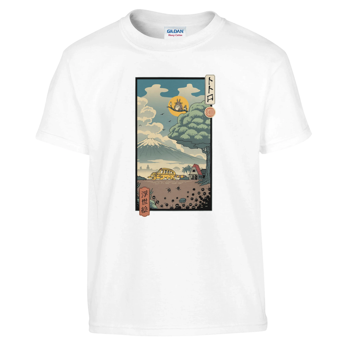 T-shirt Enfant à Col Rond | Totoro - Estampe Ukiyo - e Japonaise Exclusive T-shirt - KAWAII FAVIE