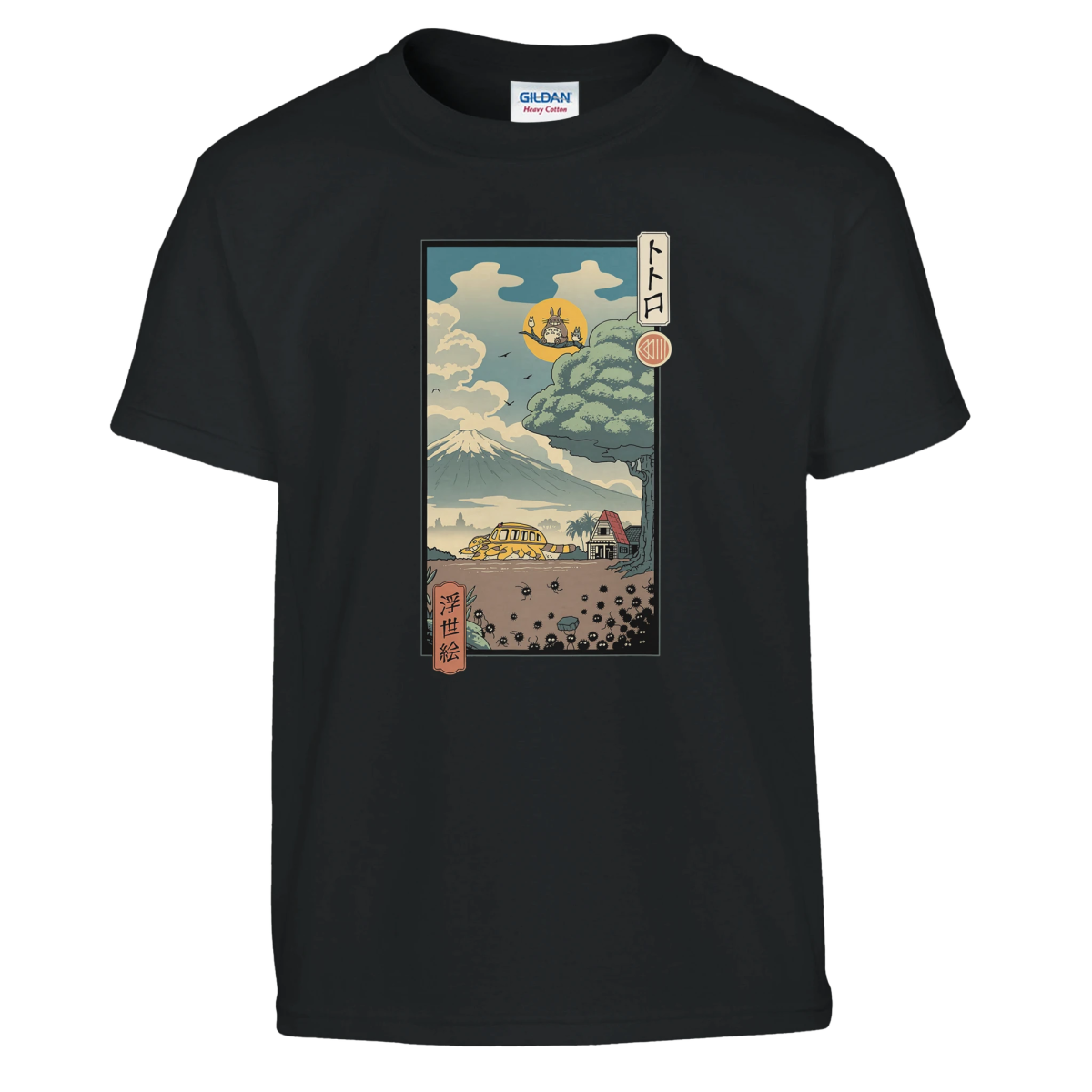 T-shirt Enfant à Col Rond | Totoro - Estampe Ukiyo - e Japonaise Exclusive T-shirt - KAWAII FAVIE