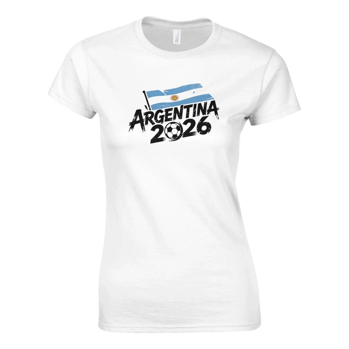 T-shirt Femme Argentine 2026 - Design Coupe du Monde Football | Maillot Supporters Céleste et Blanche en 6 couleurs T-shirt- KAWAII FAVIE