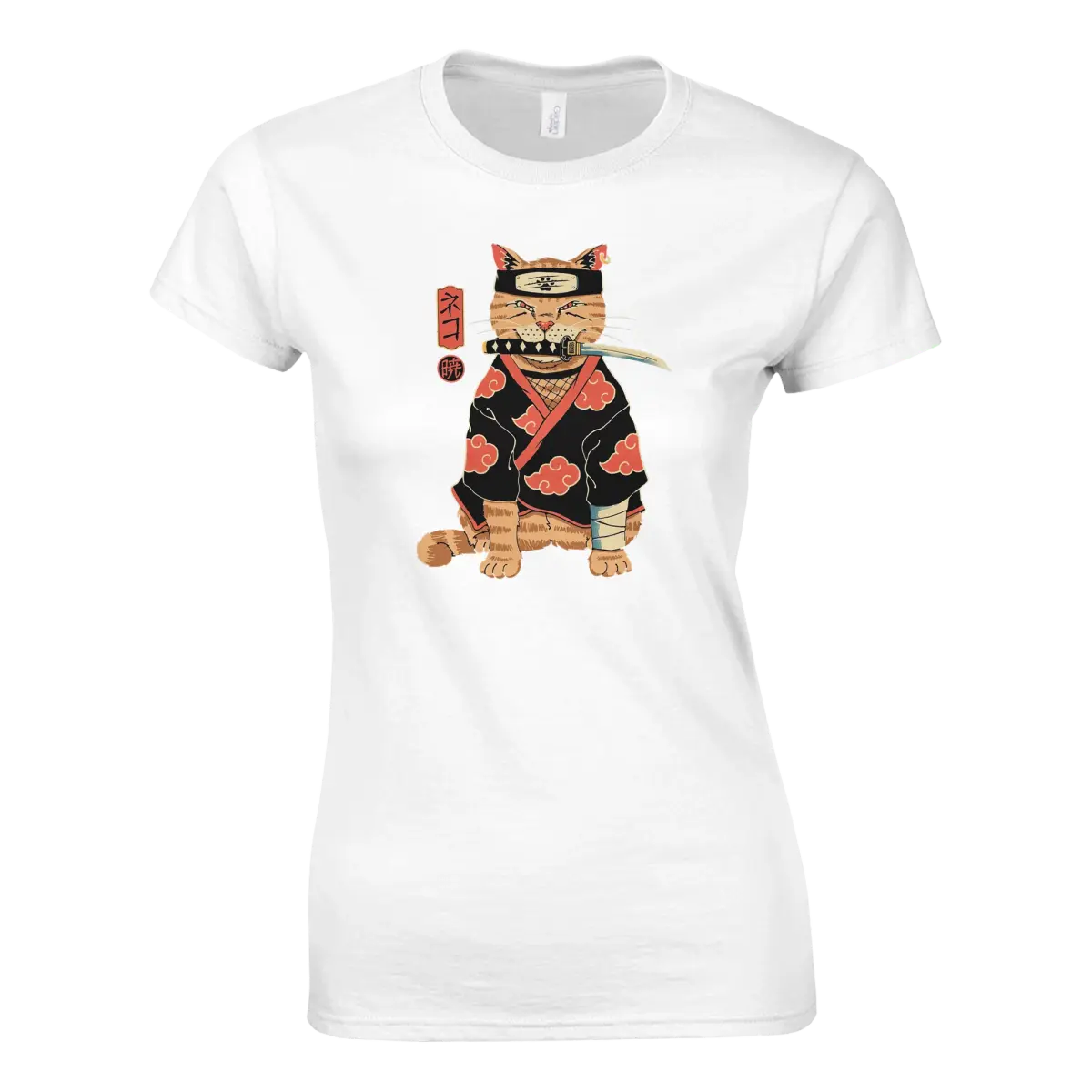 T-shirt femme Chat Ninja Akatsuki - Design Naruto Collector T-shirt- KAWAII FAVIE