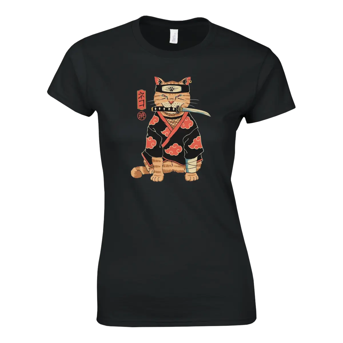 T-shirt femme Chat Ninja Akatsuki - Design Naruto Collector T-shirt- KAWAII FAVIE