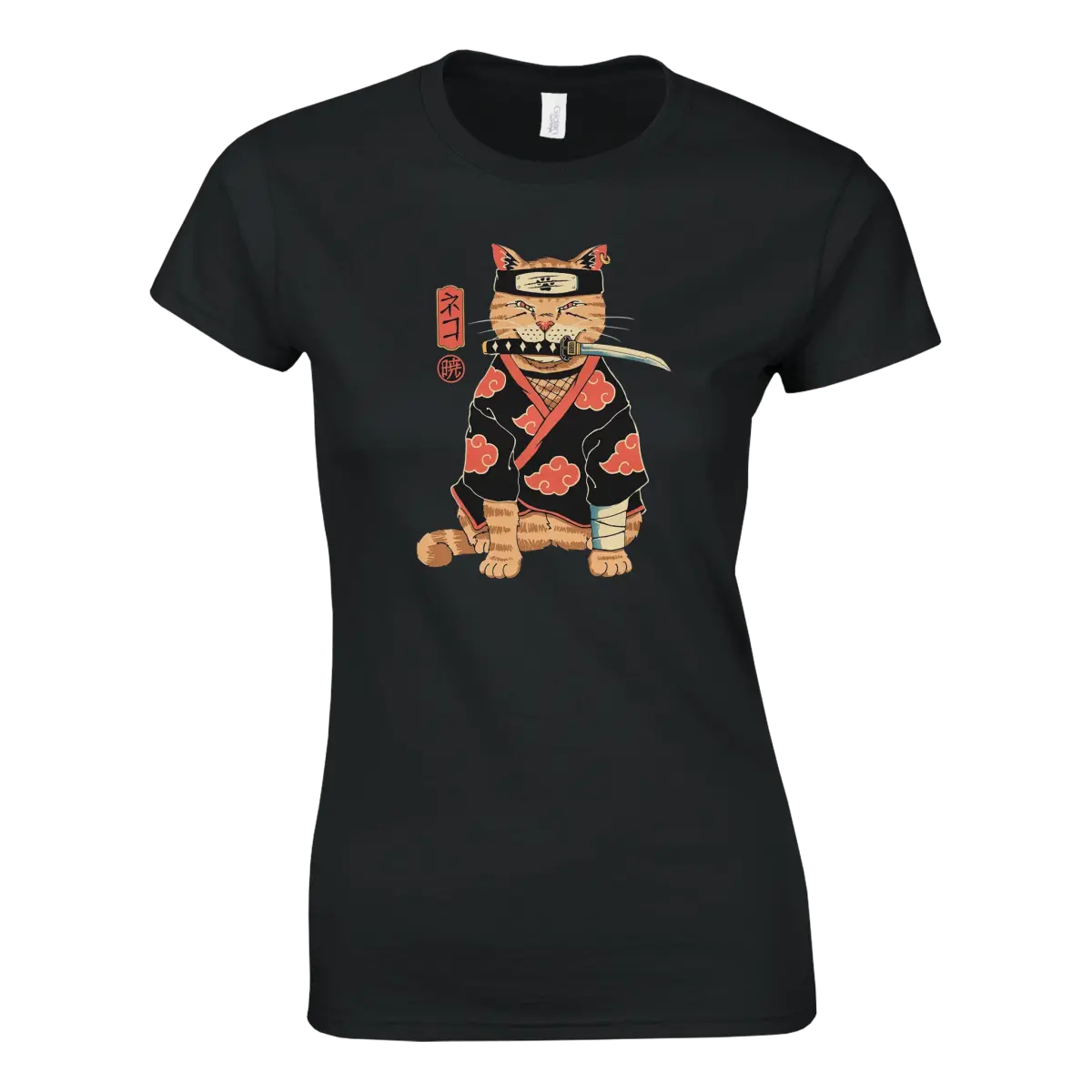T-shirt femme Chat Ninja Akatsuki - Design Naruto Collector T-shirt- KAWAII FAVIE