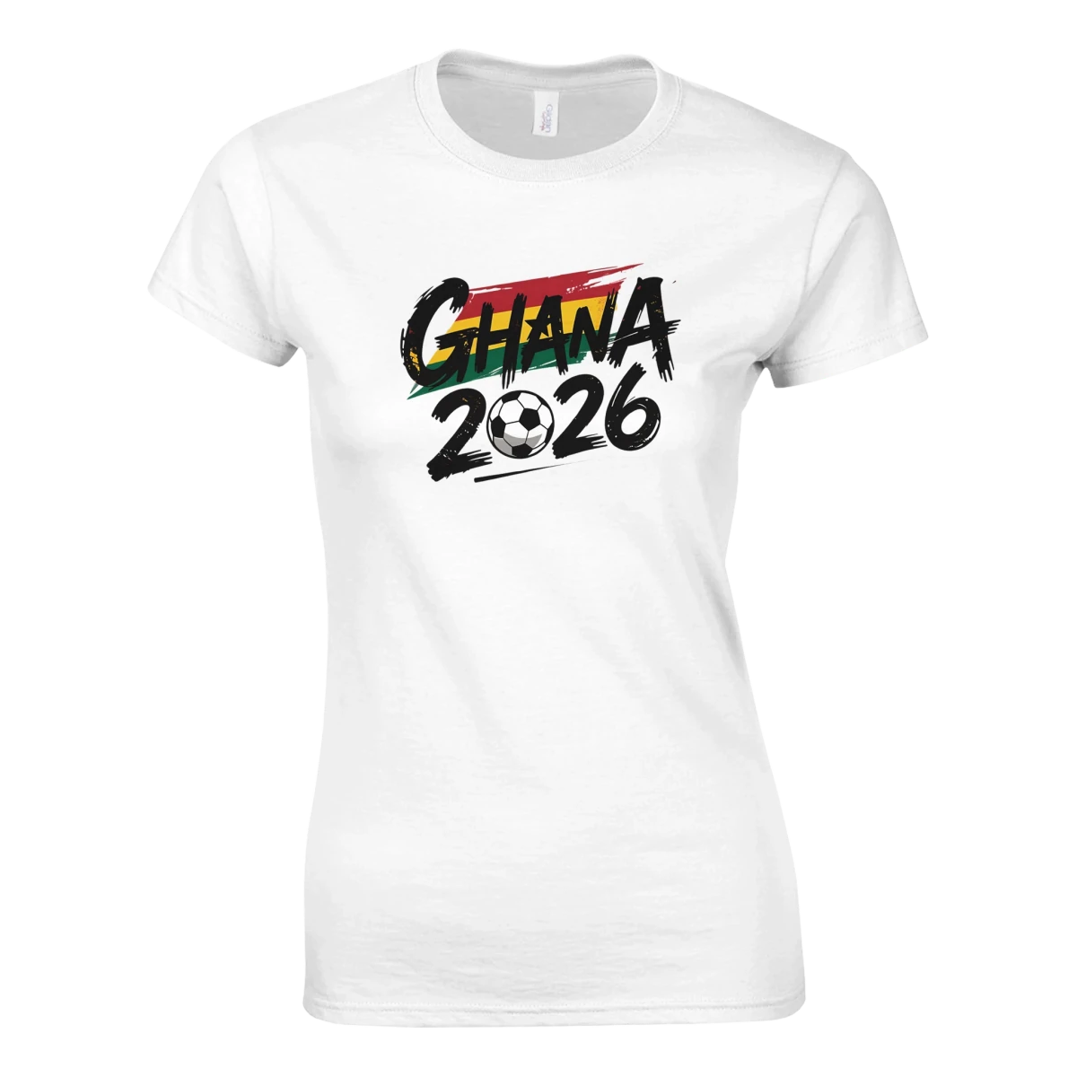 T-shirt Ghana 2026 - Design Coupe du Monde Football | Maillot Supporters Sélection Nationale Femme, 6 Couleurs Vibrantes T-shirt - KAWAII FAVIE