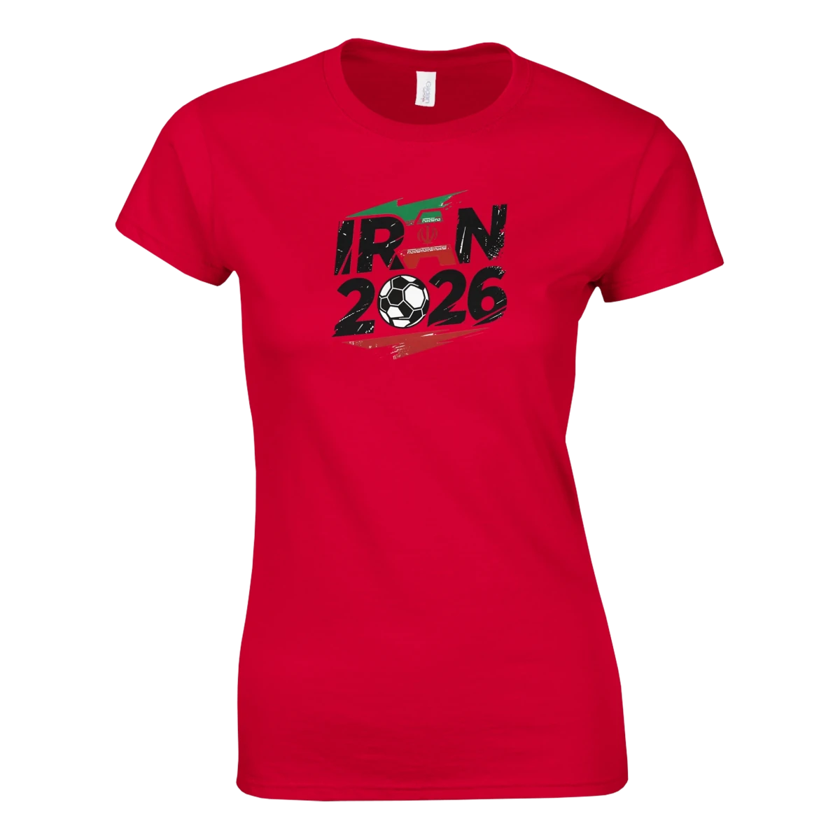 T-shirt Iran 2026 - Coupe du Monde Football | Maillot Supporters Femme Style Grunge Rouge & Vert T-shirt- KAWAII FAVIE