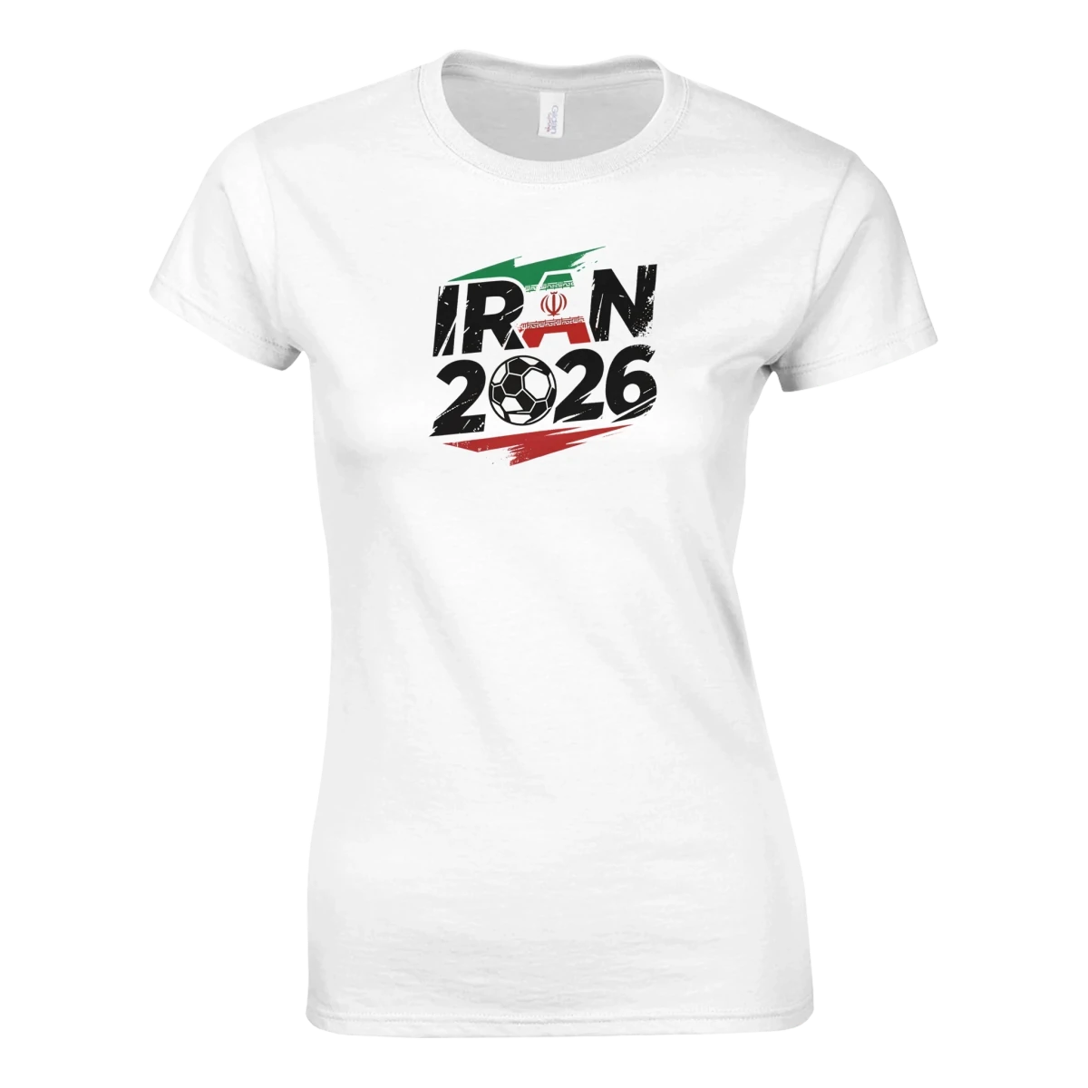 T-shirt Iran 2026 - Coupe du Monde Football | Maillot Supporters Femme Style Grunge Rouge & Vert T-shirt- KAWAII FAVIE