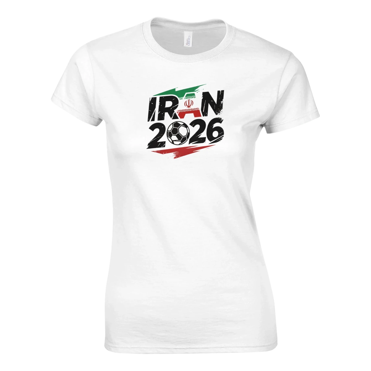 T-shirt Iran 2026 - Coupe du Monde Football | Maillot Supporters Femme Style Grunge Rouge & Vert T-shirt- KAWAII FAVIE