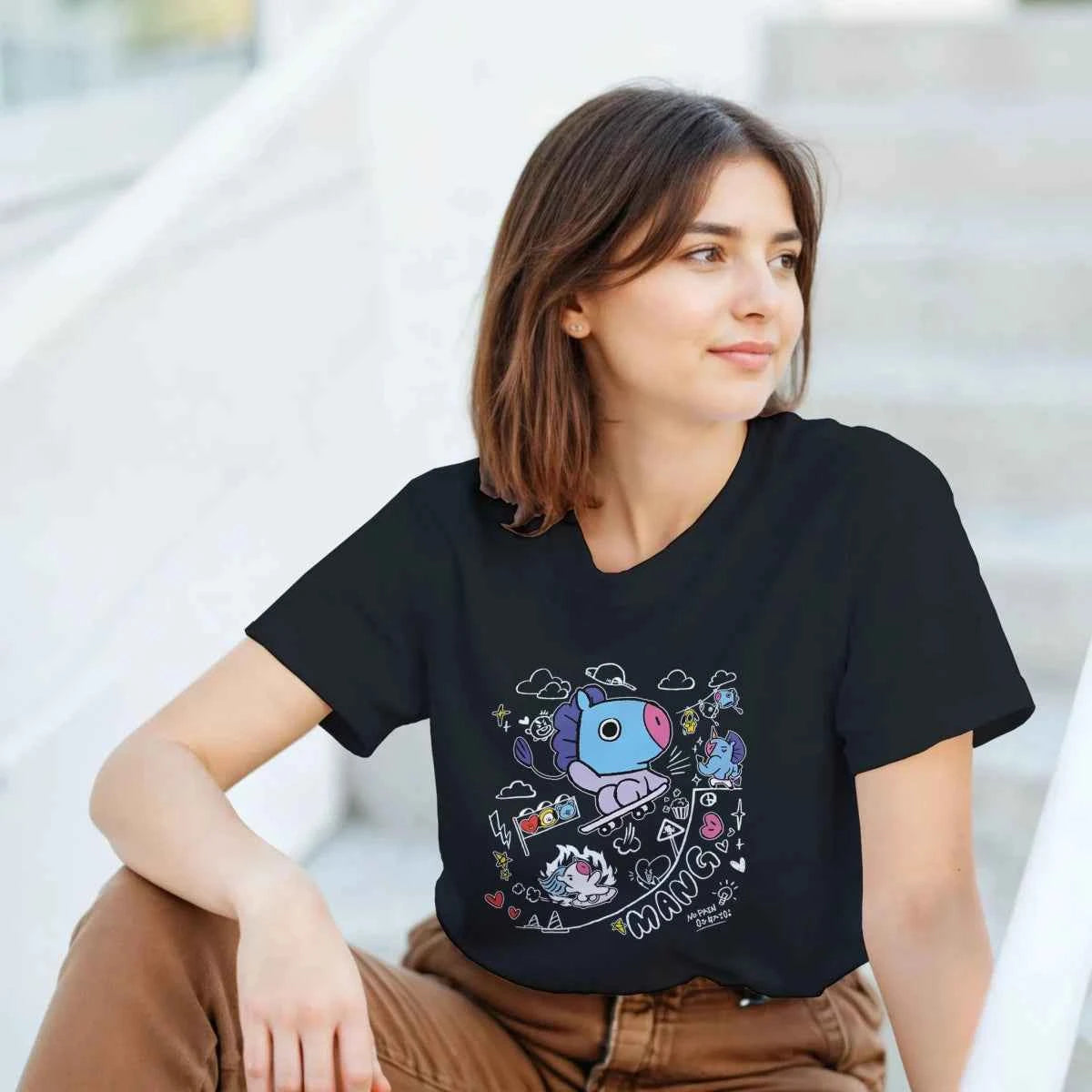 T-shirt Kpop BTS BT21 Mang et Friends - 100% Coton - Style Fun et Kawaii - Style Fun K-Pop