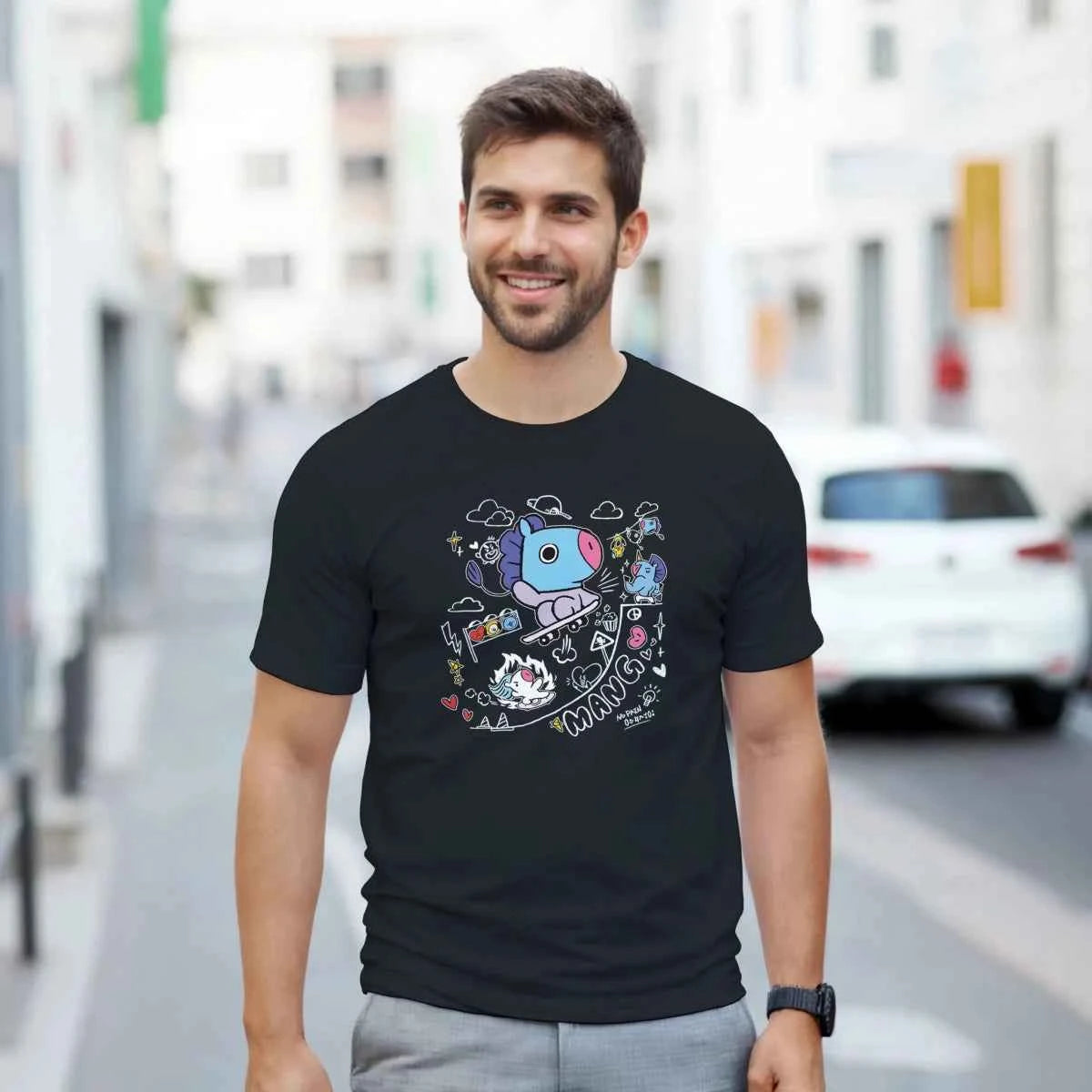 T-shirt Kpop BTS BT21 Mang et Friends - 100% Coton - Style Fun et Kawaii - Style Fun K-Pop