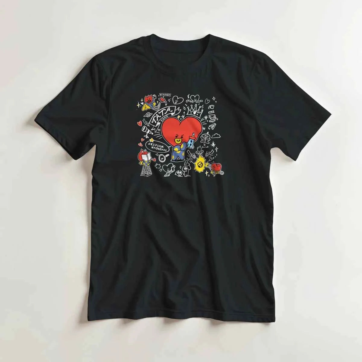 T-shirt Kpop BTS  BT21 TATA et Friends, le Cœur Farceur | Style Fun K-Pop - Unisexe