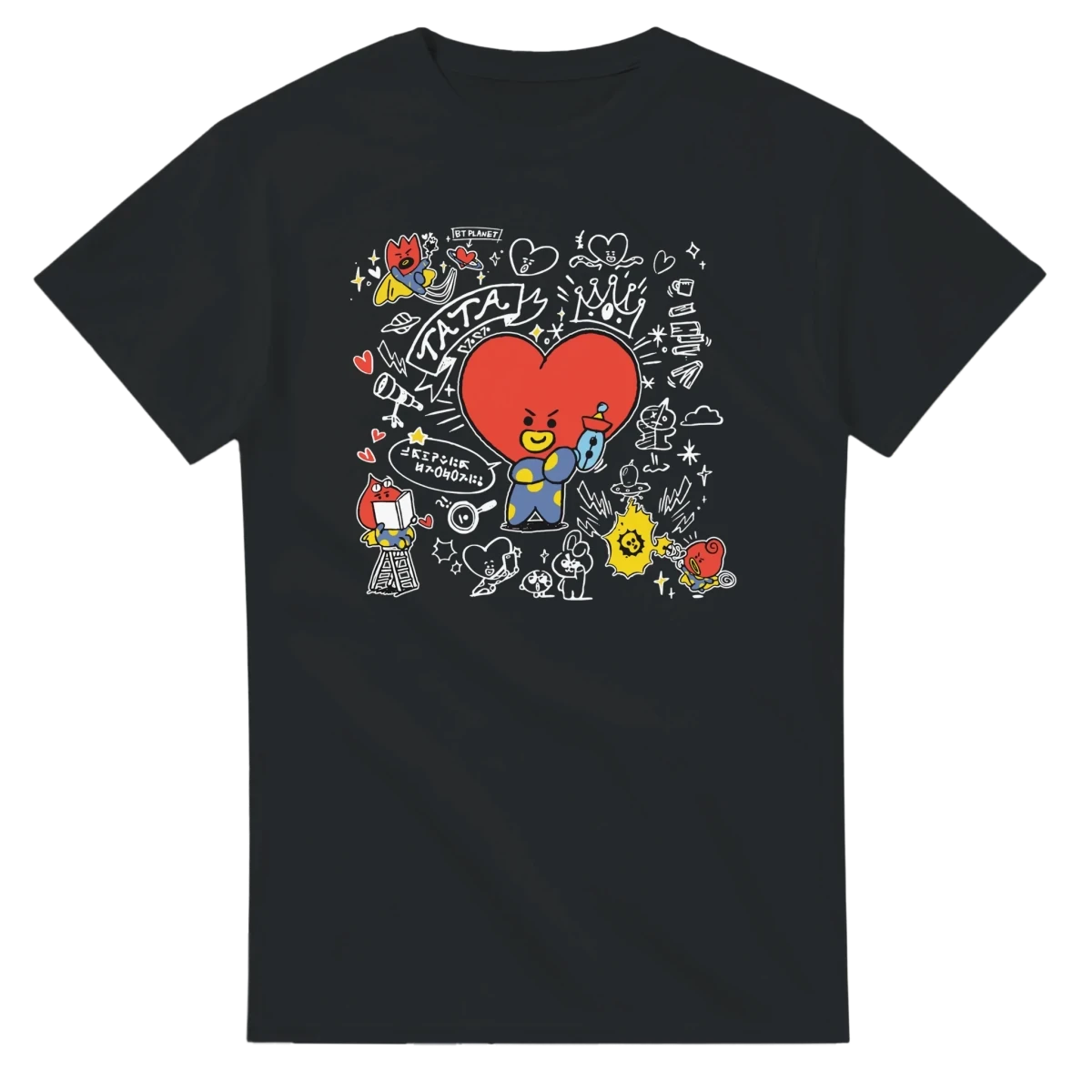 T-shirt Kpop BTS  BT21 TATA et Friends, le Cœur Farceur | Style Fun K-Pop - Unisexe
