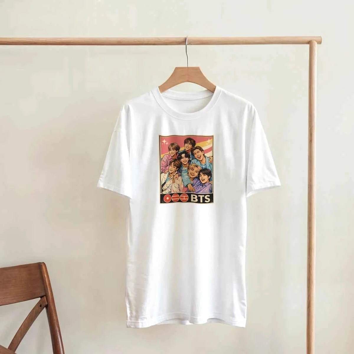 T-shirt Kpop BTS « Moments de Joie » | Design Coloré et Éclatant avec Tous les Membres - Unisexe