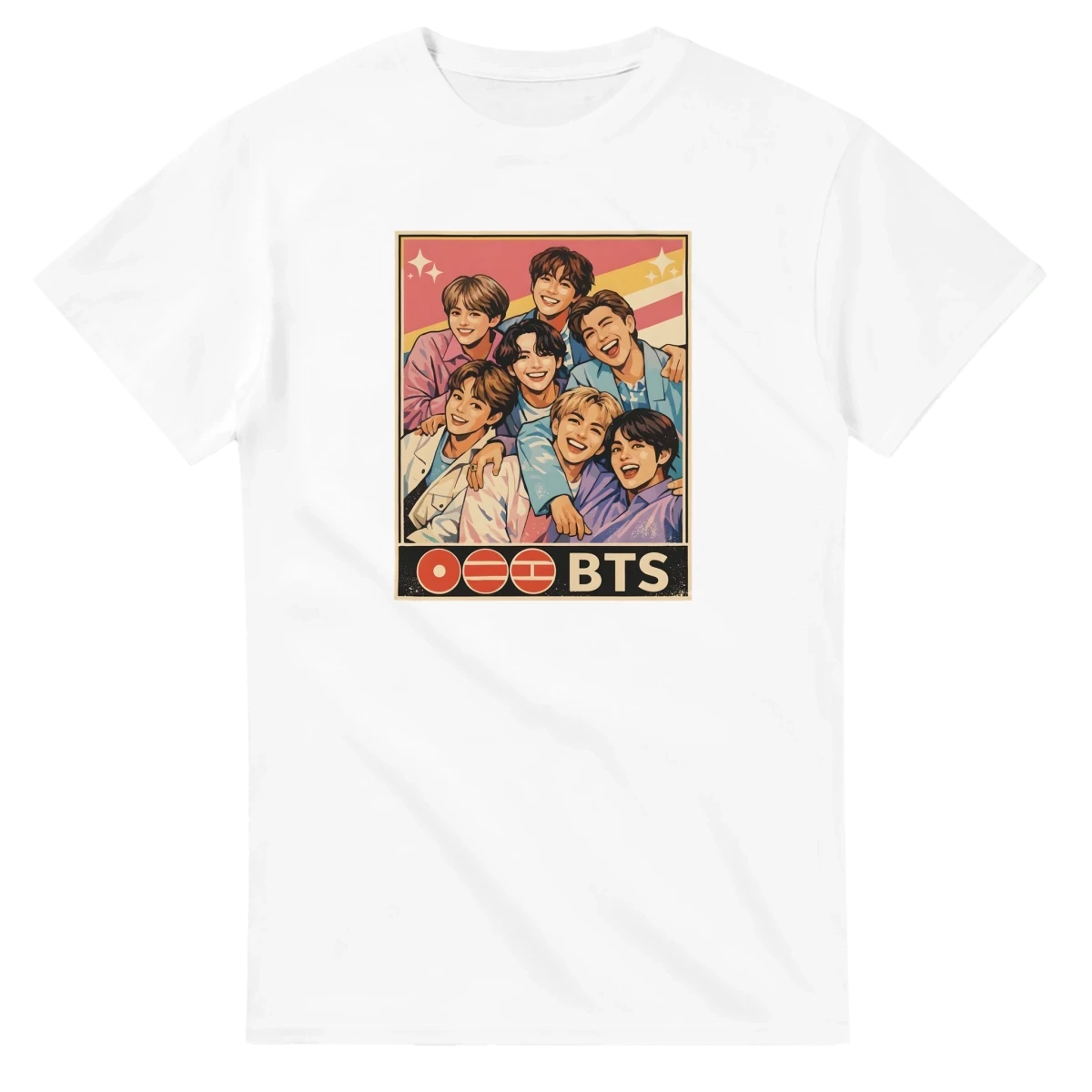 T-shirt Kpop BTS « Moments de Joie » | Design Coloré et Éclatant avec Tous les Membres - Unisexe