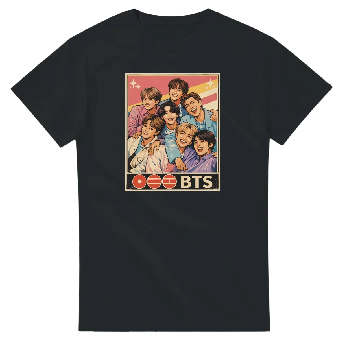 T-shirt Kpop BTS « Moments de Joie » | Design Coloré et Éclatant avec Tous les Membres - Unisexe